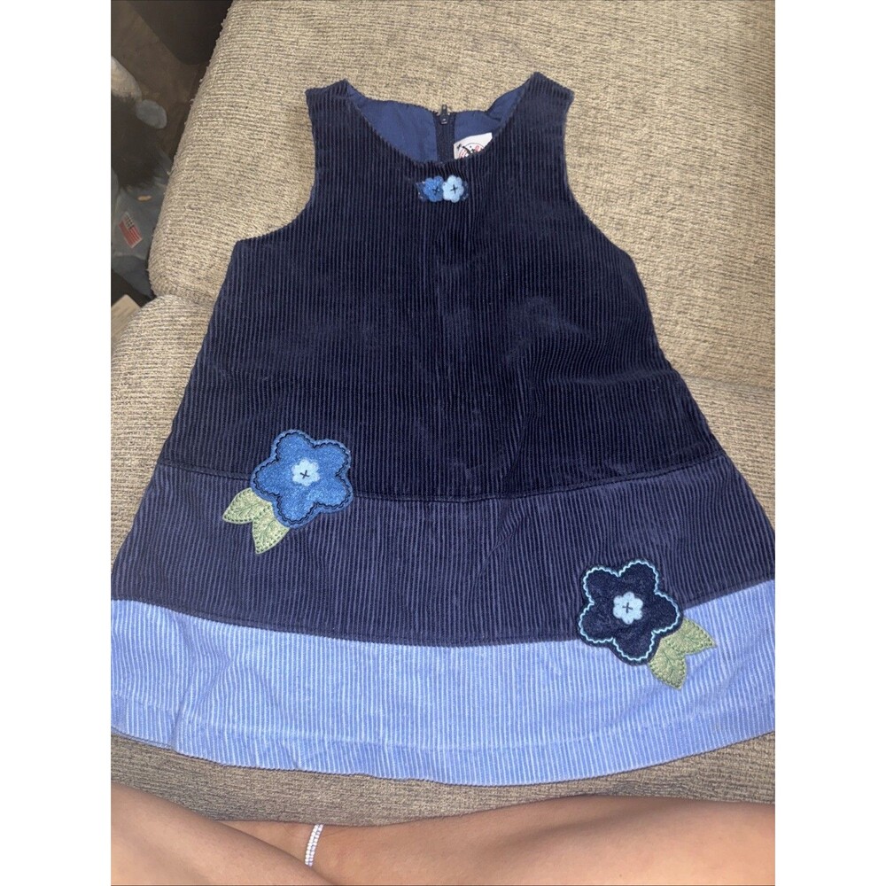 Good Lad Girls 4T Blue W/ Flowers Corduroy Dress